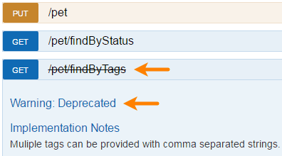 Deprecated operation in Swagger UI